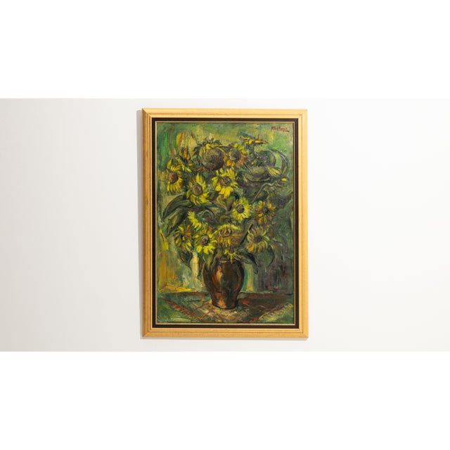 Mid 20th Century Belgium Green Canvas Painting For Sale - Image 13 of 15