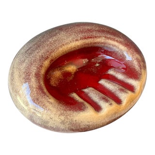 Vintage Red Glazed Ceramic Ashtray For Sale