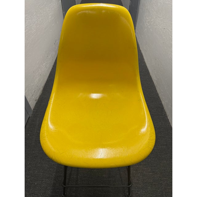 Eames Herman Miller Eames Molded Fiberglass Counter Stool Lemon Yellow For Sale - Image 4 of 7