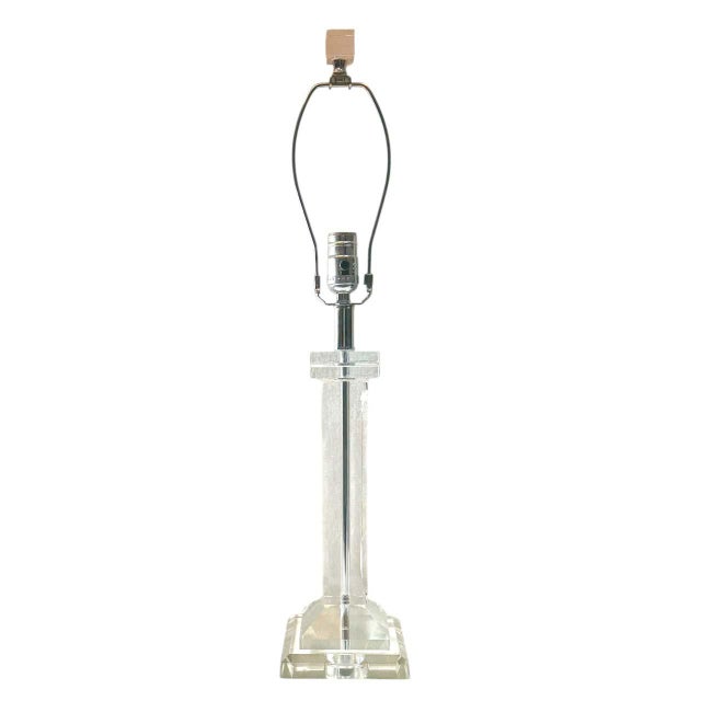 This striking table lamp dates to the 1970s and features a beautifully proportioned crystal column in a refined...