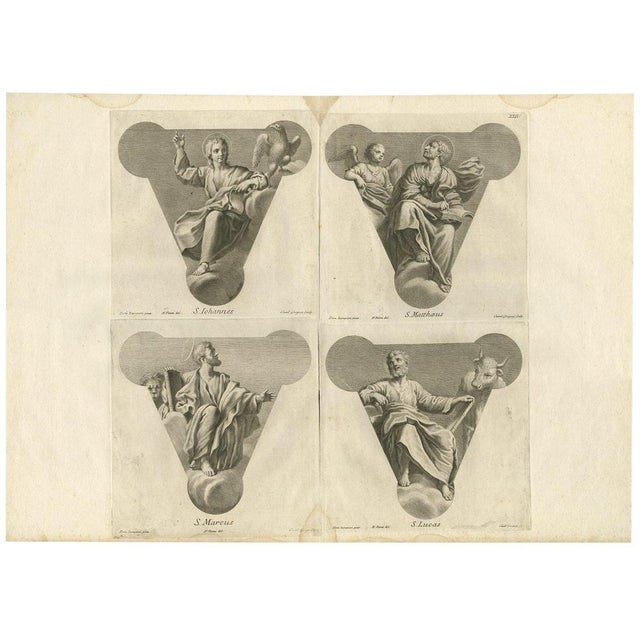 Mid 18th Century After Zampieri, Plate Showing the Four Evangelists, 1762, Print For Sale - Image 5 of 5