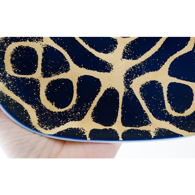 Metal Mid-Century Modern Rosenthal Germany Blue & Gold Porcelain Wall Plate For Sale - Image 7 of 11