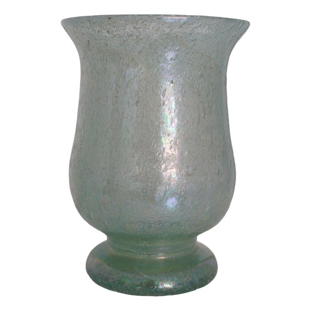 Iridescent Pulegoso Glass Chalice Vase, Murano, 1930s For Sale