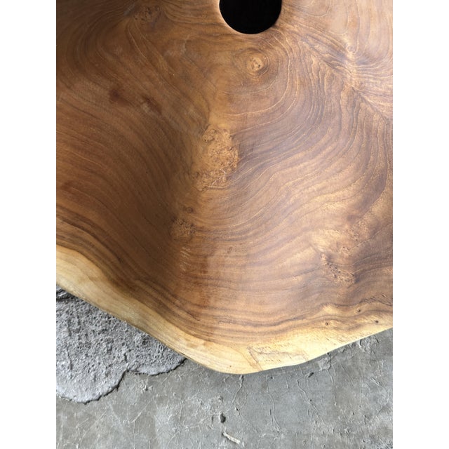 Brown Medium Pendant Light in Corrugated Teak Leaf For Sale - Image 8 of 18