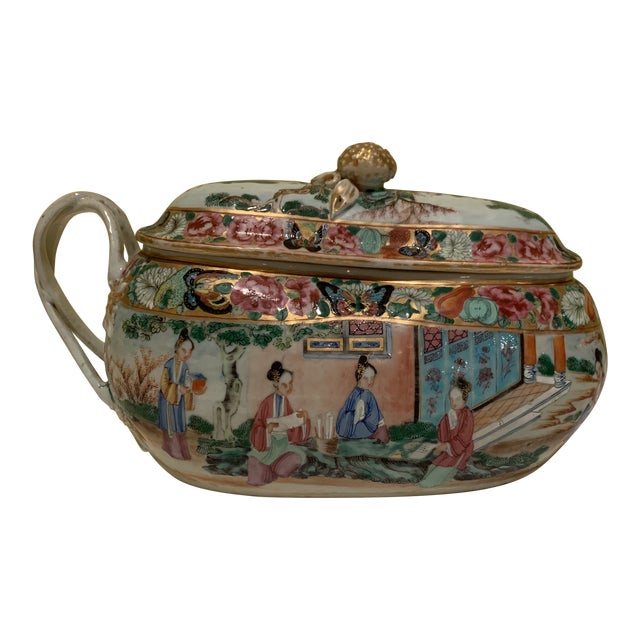 18th Century Chinese Export Rose Mandarin Covered Chamber Pot Chairish
