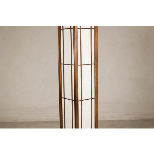 Vintage Tall Japanese Shoji Style Floor Lamp with Rice Paper Panels For Sale - Image 15 of 16