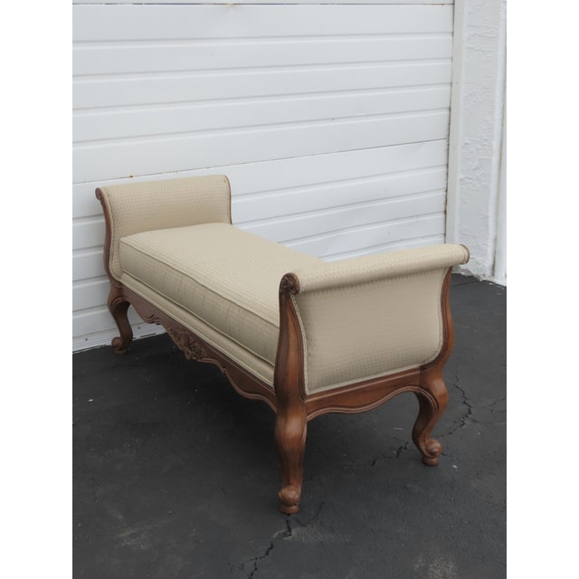 Ethan Allen French Carved Long Upholstered Bench Stool 6440 For Sale In Miami - Image 6 of 14