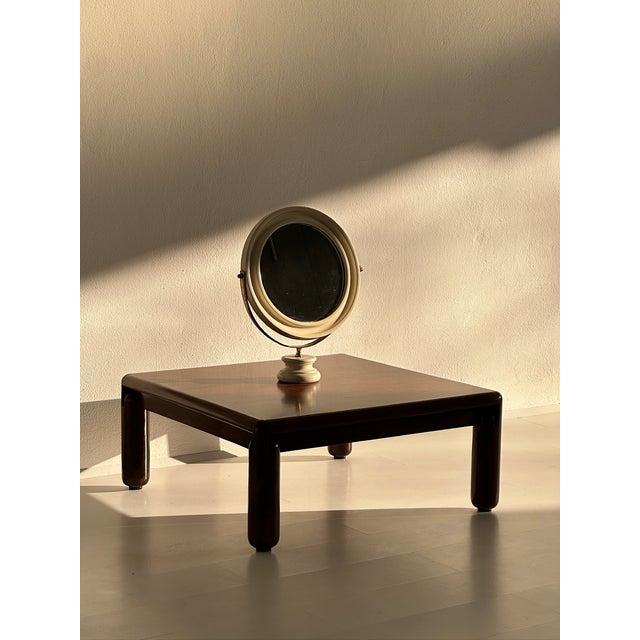 Table Mirror in Laquered Wood and Metal with Marble Base, 1970s For Sale - Image 3 of 12