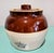 Antique Two Tone Robinson Ranbottom Blue crown Stoneware Bean Pot #2 Crock With Lid and Handle. It has a brown glazed top...