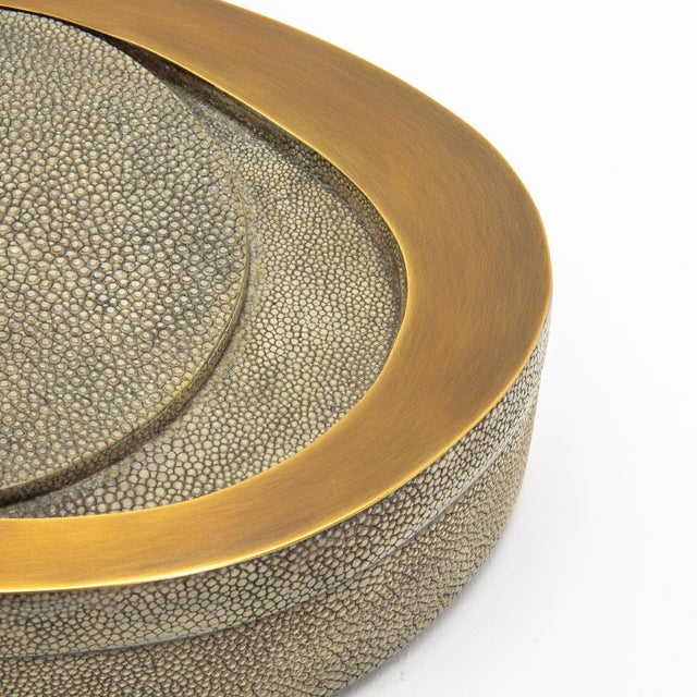 Set of 2 Boxes in Grey Shagreen With Bronze Patina Brass by R&y Augousti For Sale - Image 10 of 11