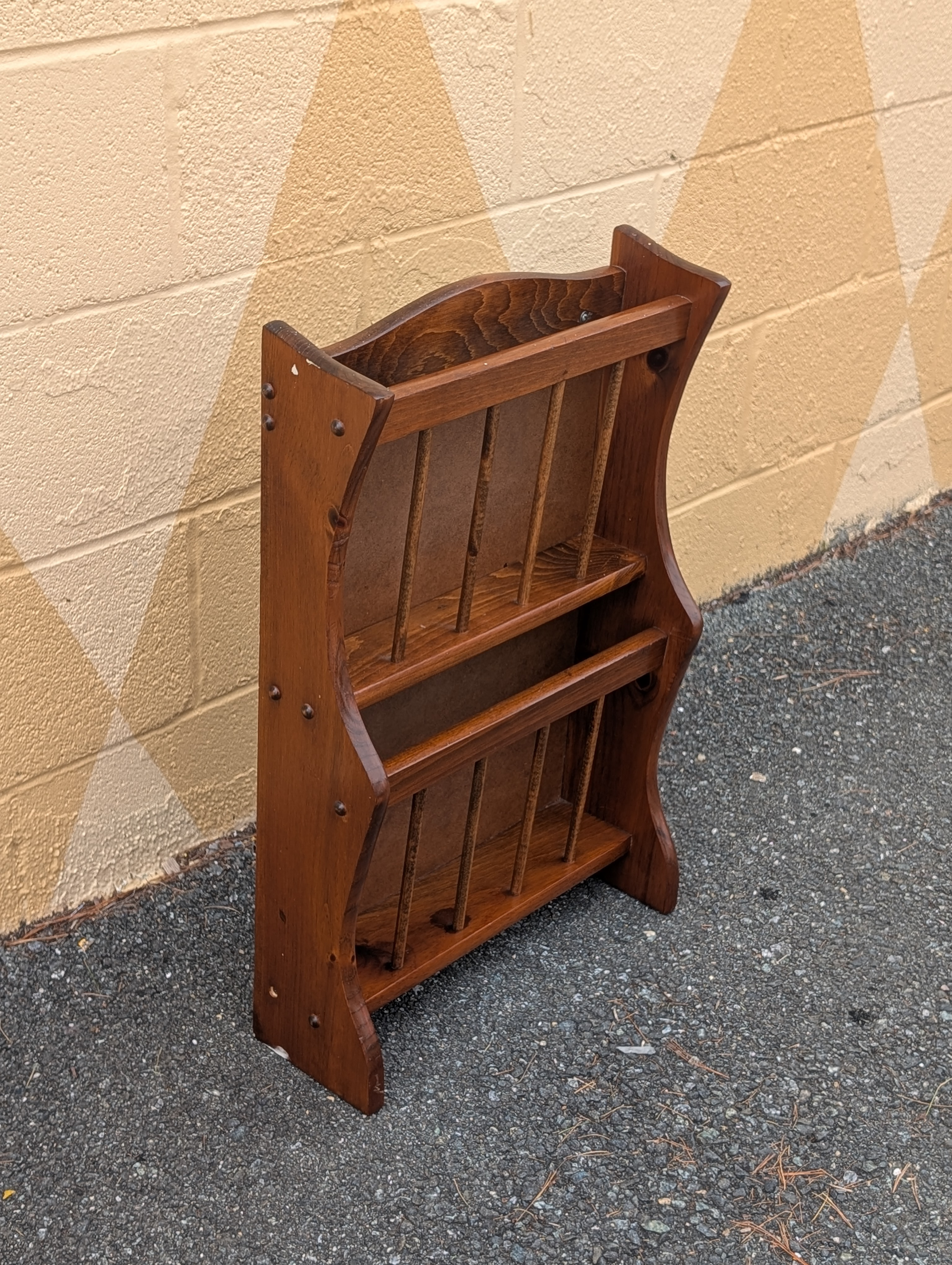 Vintage Mid Century Modern Wall Mounted Magazine Rack or Wooden