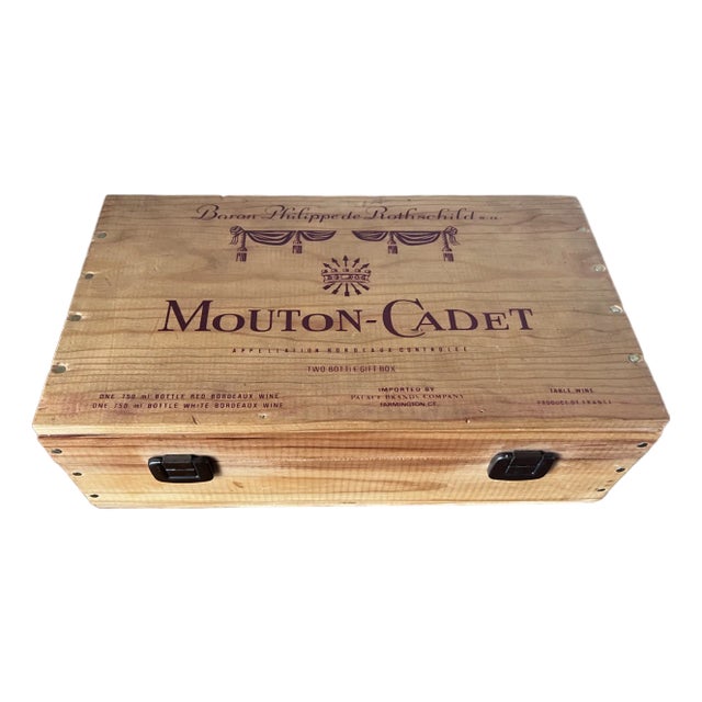 Vintage Rothschild Mouton-Cadet Wood Presentation Box For Sale