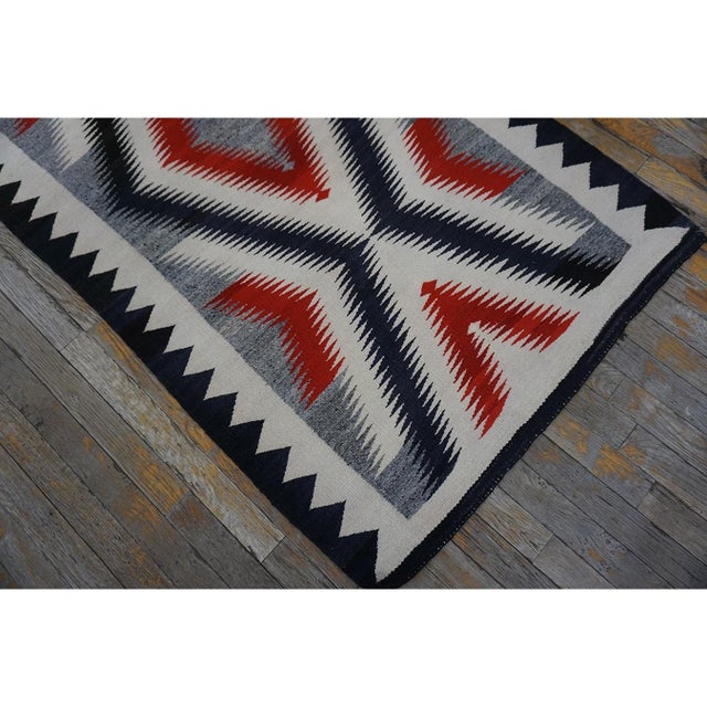 1930s 1930s Small Classic Native American Geometric Antique Navajo Flat Weave Rug For Sale - Image 5 of 11