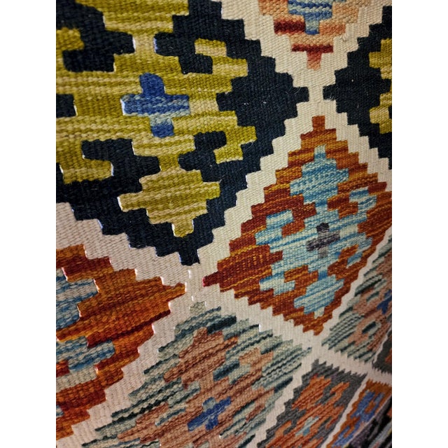 Afghan Handwoven Kilim Rug in Wool For Sale - Image 6 of 8