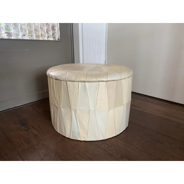 Vintage Leather Patchwork Footstool or Ottoman, 1960s For Sale - Image 4 of 7