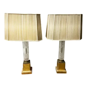 1920s Column Crystal Lamps - a Pair