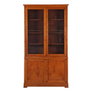 19th Century Italian Cherrywood Cabinet With Original Wavy Glass For Sale