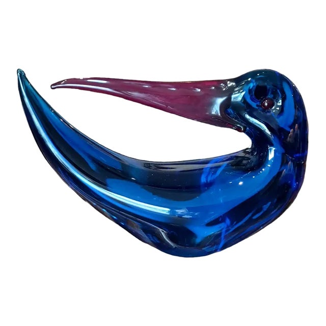 Vintage Handblown Art Glass Bird Sculpture For Sale