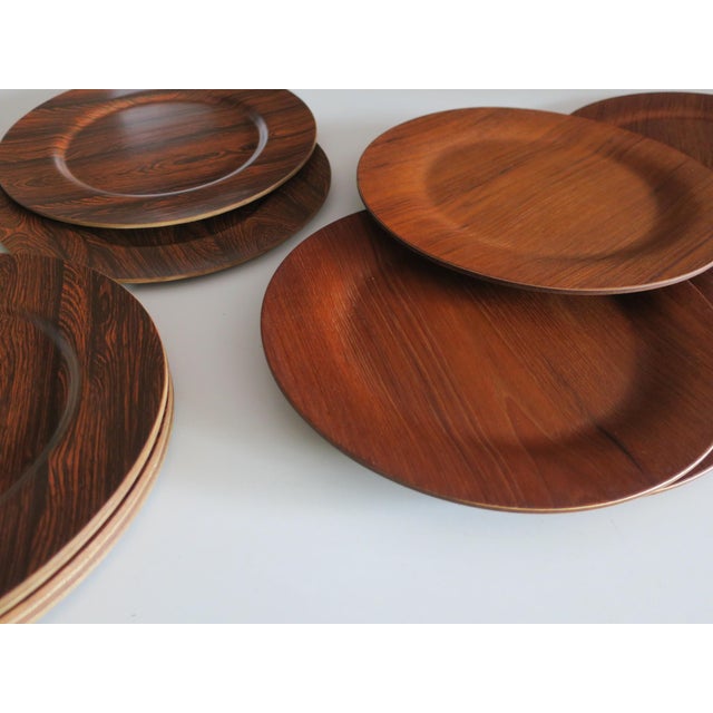Vintage Danish Plywood Rosewood and Teak Plates from Morsbak, 1960s, Set of 12 For Sale - Image 9 of 11