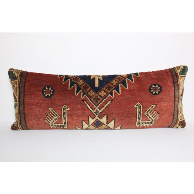 Here i am listing a 100% Handmade double knotted rug pillow cover, made from antique authentic caucasian kazak carpet rug....