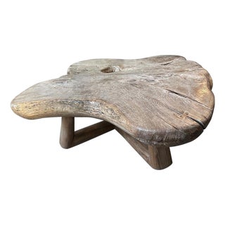 Andrianna Shamaris Impressive Single Slab Teak Wood Coffee Table For Sale