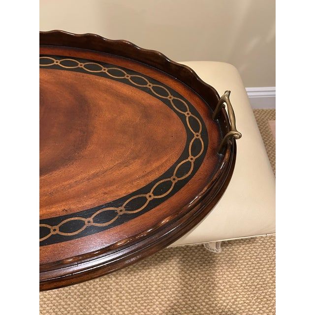 Theodore Alexander Theodore Alexander Pie Crust Edge Inlaid Serving Tray For Sale - Image 4 of 7