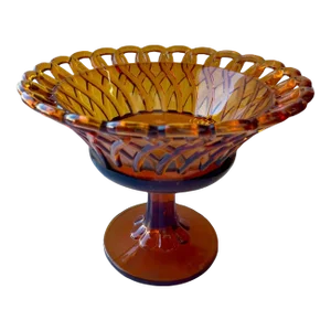 Vintage Amber Glass Pedestal Compote Bowl Centerpiece