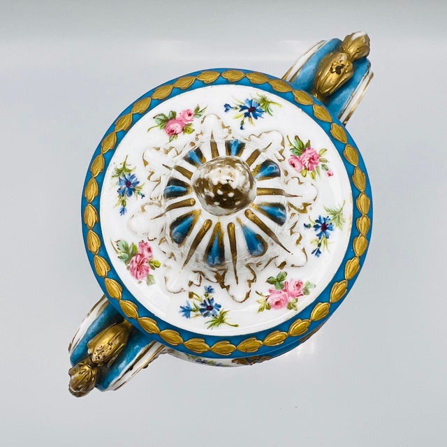 Ceramic Antique French Sevres Style Porcelain Double Handled Urn For Sale - Image 7 of 16
