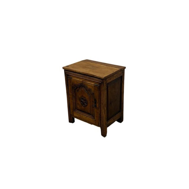 Small 19th-Century Walnut Cabinet with Decorated Door For Sale - Image 4 of 5
