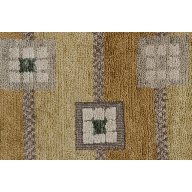 Textile Rug & Kilim’s Scandinavian Style Custom Rug in Gold, Beige-Brown Geometric Patterns - 8x10 For Sale - Image 7 of 7