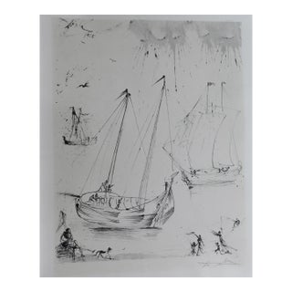 Dali the Fisherman Hand Sign Numbered Lithograph Dali Authenticated Surreal Art For Sale