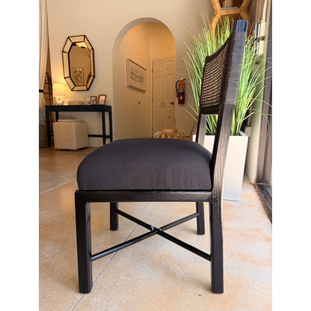 Contemporary Noir Trading Black Rattan Dining Chair For Sale - Image 3 of 6