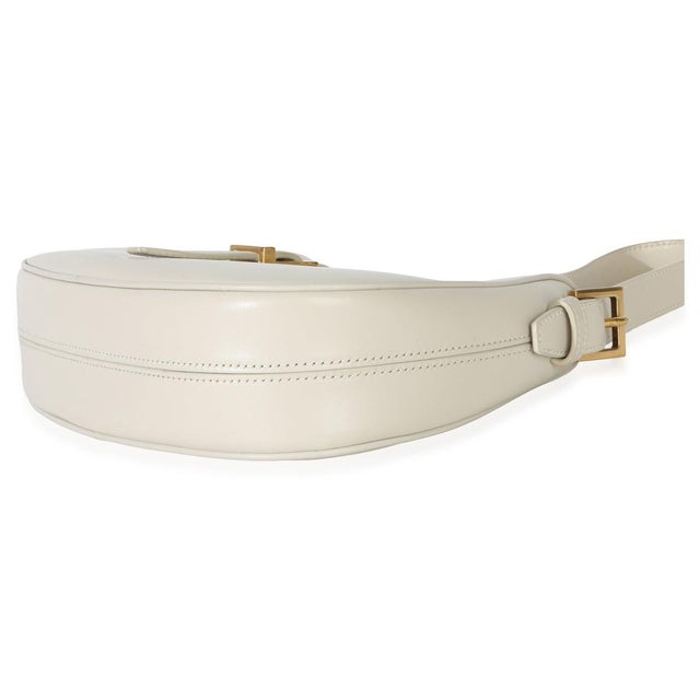 Animal Skin Cream Smooth Calfskin Le Fermoir Hobo For Sale - Image 7 of 8