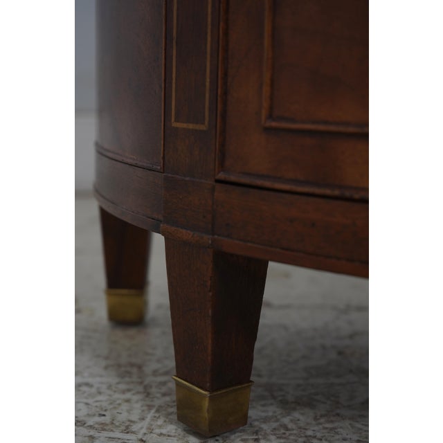 Baker Attributed Demilune 1 Door Mahogany Commode Console Cabinet For Sale - Image 11 of 14