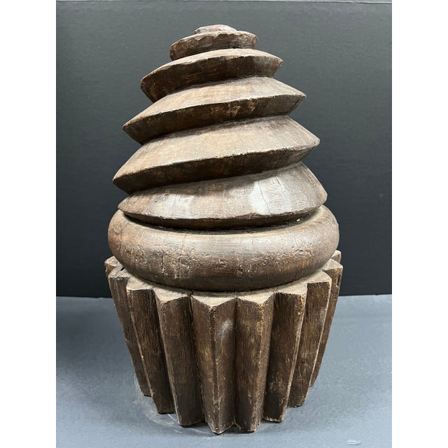 Late 20th Century Carved Solid Wood Large Cup Cake Sculpture For Sale - Image 4 of 12