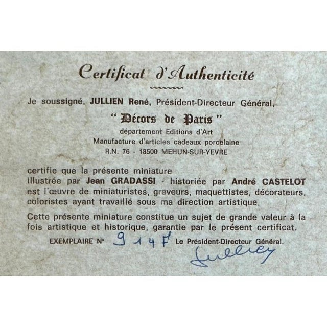 Blue Jean Gradassi, Miniature, France, Polychrome Paiting on Porcelain Plate For Sale - Image 8 of 10