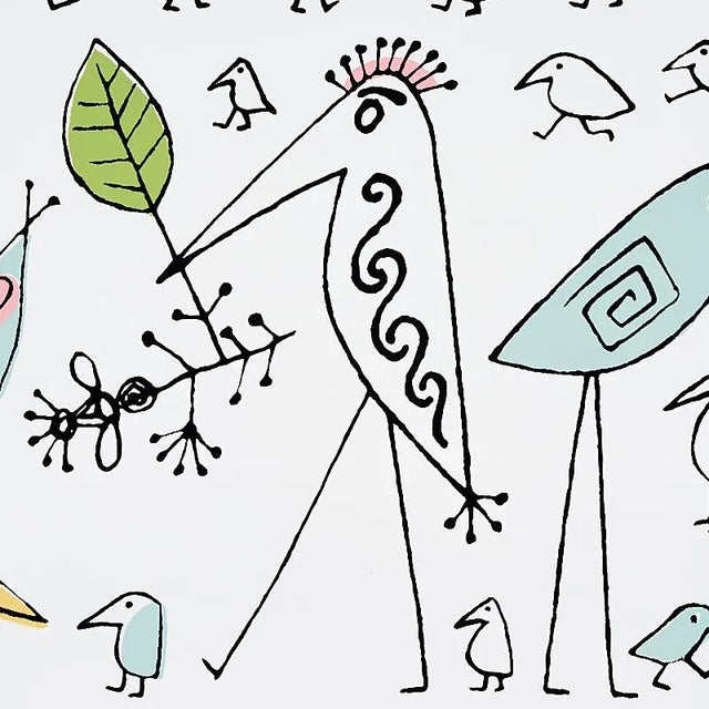 Contemporary Sample - Schumacher Aviary Wallpaper in Soft Multi For Sale - Image 3 of 4