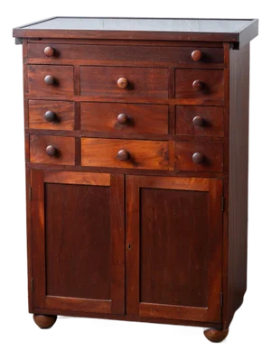 Mahogany Slate-Top Apothecary Cabinet, 19th Century