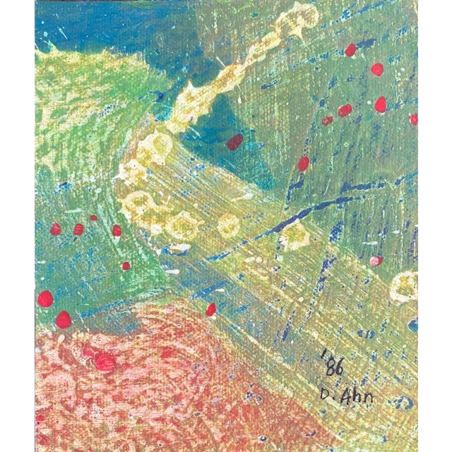 Abstract Expressionism Don Ahn, Gestural Abstraction, Miniature Abstract Expressionist Korean Modernist Painting, 1986 For Sale - Image 3 of 10