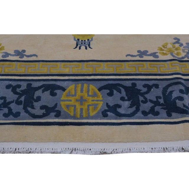Art Deco Vintage Chinese Art Deco Hand Knotted Wool Rug,10' X 14' For Sale - Image 3 of 6