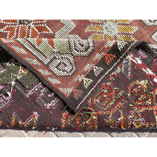 Mid 20th Century Mid 20th Century 60s Vintage Goathair Handmade Turkish Kilim Boho Area Rug For Sale - Image 4 of 11