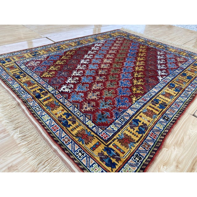 Textile Vintage Shirvan Wool Rug, Red Floral Sprig For Sale - Image 7 of 12