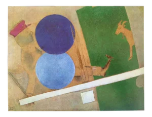 Marc Chagall Vintage 1972 Authentic Lithograph Print " Composition With Circles and Goat " 1920