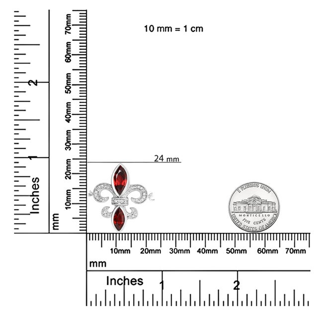 Early 21st Century .925 Sterling Silver Marquise Garnet and Diamond Accent Lariat 4”-10” Fleur De Lis Adjustable Bolo Bracelet (H-I Color, SI1-SI2 Clarity) For Sale - Image 5 of 5