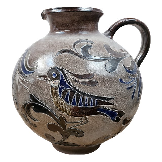 Large Danish Art Pottery Vase with Bird Motif from Kähler Keramik, 1960s For Sale