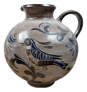 Large Danish Art Pottery Vase with Bird Motif from Kähler Keramik, 1960s