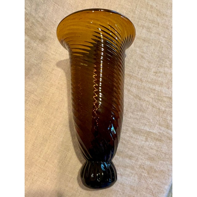 Italian 1950s Amber Murano Style Glass Wall Pocket Vase For Sale - Image 3 of 5