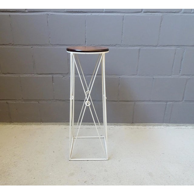White Mid-Century Plant Stand in Iron and Wood For Sale - Image 8 of 11