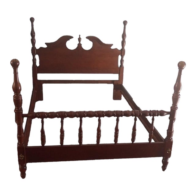 Vintage Keller Solid Charry Queen Headboard, Footboard and Rails For Sale
