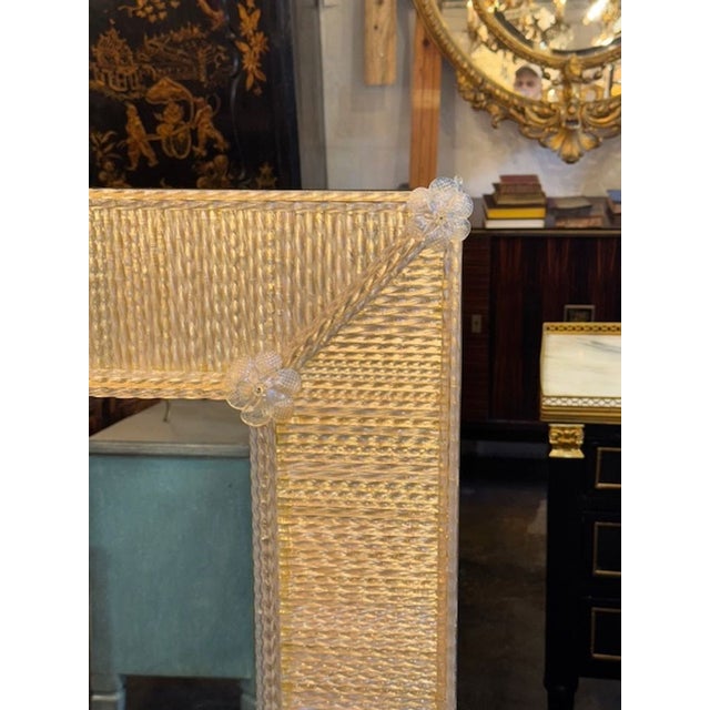 Early 21st Century Modern Murano Twist Glass Rod Mirror in Light Gold For Sale - Image 5 of 6
